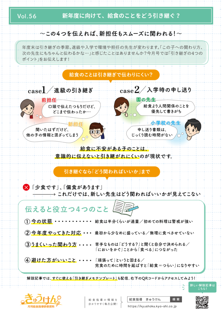 新年度に向けて、給食のことをどう引き継ぐ？資料画像